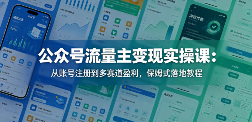 公众号流量主变现实操课：从账号注册到多赛道盈利，保姆式落地教程-铜臭网