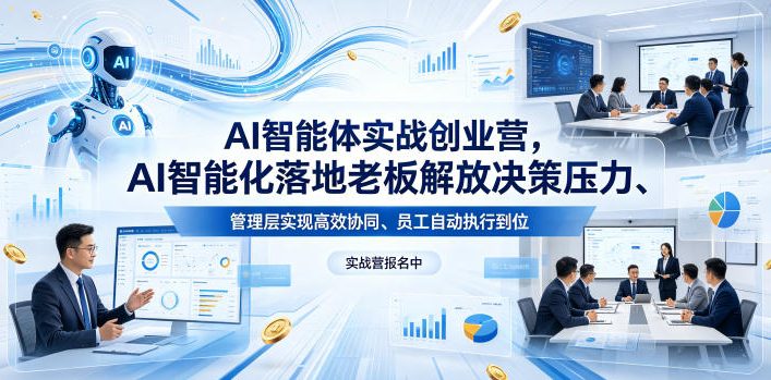 AI智能体实战创业营26年4月23-25号线下课，AI智能化落地老板解放决策压力、管理层实现高效协同、员工自动执行到位-铜臭网