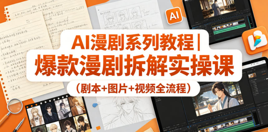 AI漫剧系列教程｜爆款漫剧拆解实操课(剧本+图片+视频全流程)-铜臭网