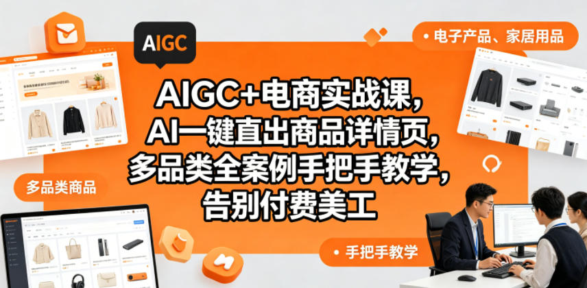 AIGC+电商实战课，AI一键直出商品详情页，多品类全案例手把手教学，告别付费美工-铜臭网