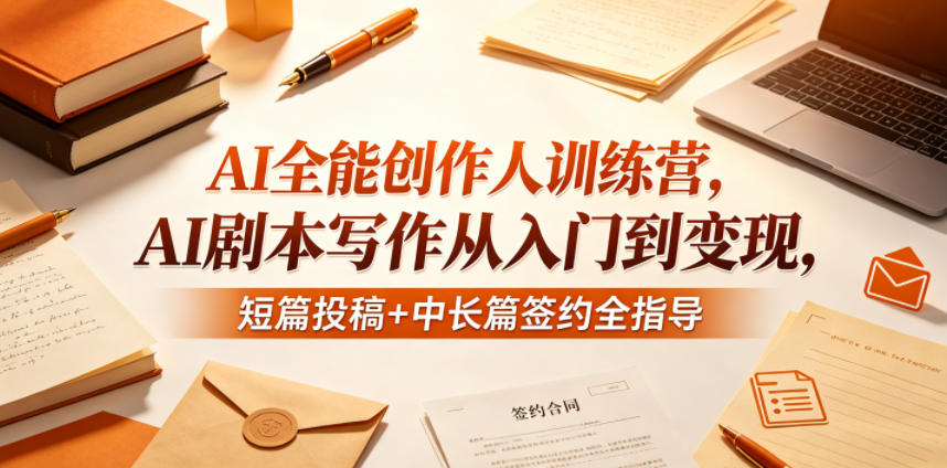 AI全能创作人训练营，AI剧本写作从入门到变现，短篇投稿+中长篇签约全指导-铜臭网