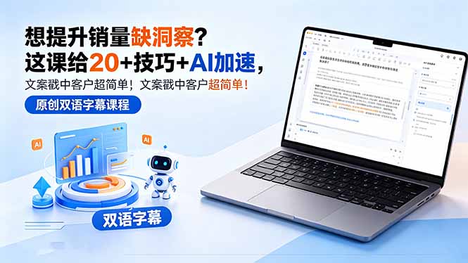 想提升销量缺洞察?这课给 20 + 技巧 + AI 加速,文案戳中客户超简单!【原创双语字幕】-铜臭网