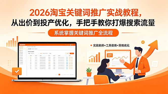 2026淘宝关键词推广实战教程,,从出价到投产优化,手把手教你打爆搜索流量-铜臭网