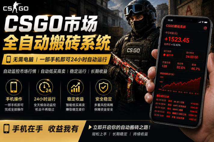 24小时自动监控CS饰品市场,手机即可完成全部操作实现自动搬砖盈利,日入300+【揭秘】-铜臭网