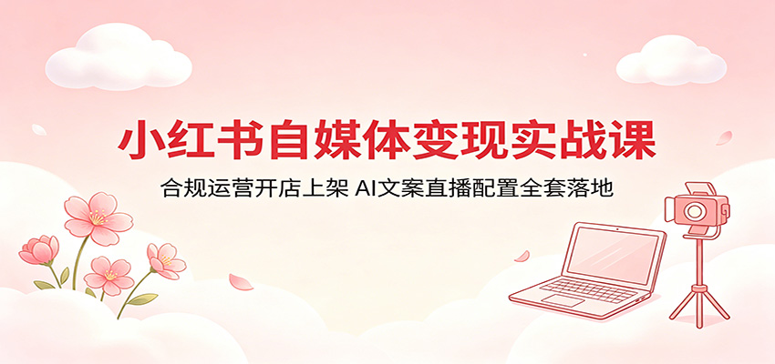 小红书自媒体变现实战课：合规运营开店上架，AI文案直播配置全套落地-铜臭网