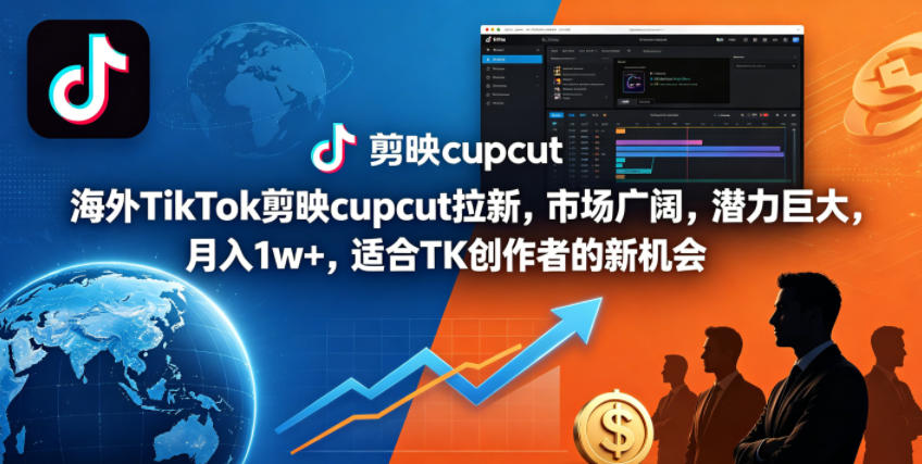 海外TikTok剪映cupcut拉新,市场广阔,潜力巨大,月入1w+,适合TK创作者的新机会-铜臭网