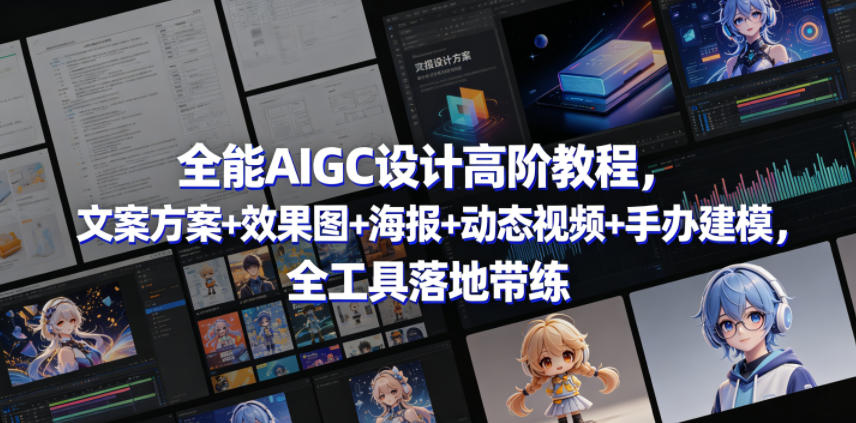 全能AIGC设计高阶教程，文案方案+效果图+海报+动态视频+手办建模，全工具落地带练-铜臭网