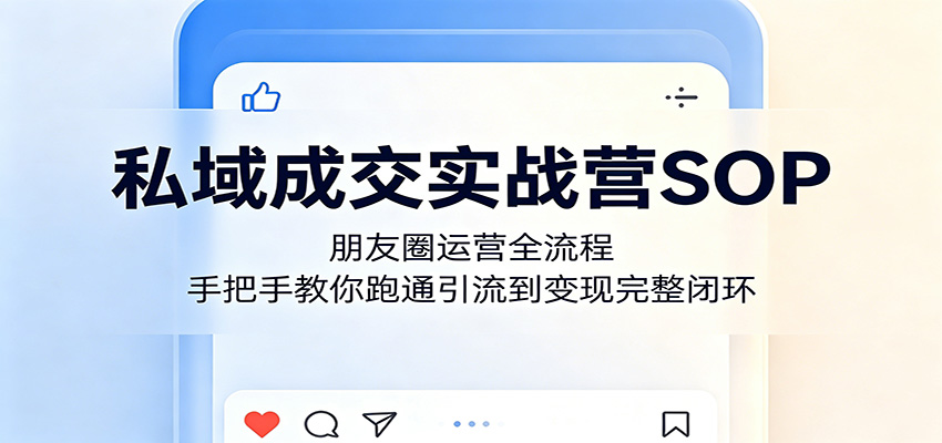 私域成交实战营SOP:朋友圈运营全流程,手把手教你跑通引流到变现完整闭环-铜臭网