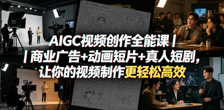 AIGC视频创作全能课｜商业广告+动画短片+真人短剧，让你的视频制作更轻松高效-铜臭网