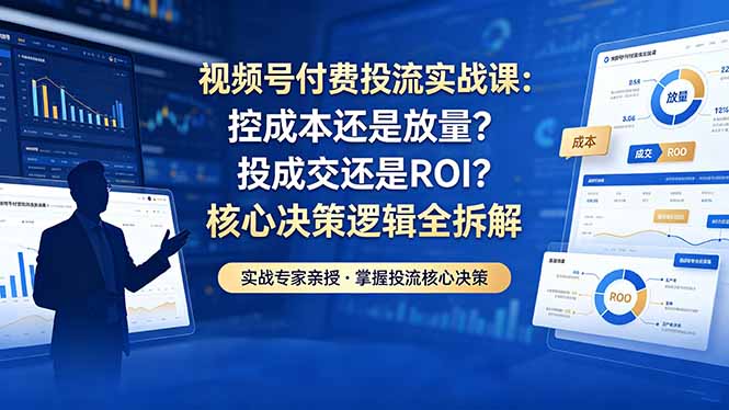 视频号付费投流实战课-5月:控成本还是放量?投成交还是ROI?核心决策逻辑全拆解-铜臭网