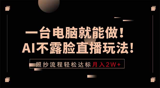 一台电脑就能做！AI不露脸直播玩法，照抄流程轻松达标月入2W+-铜臭网
