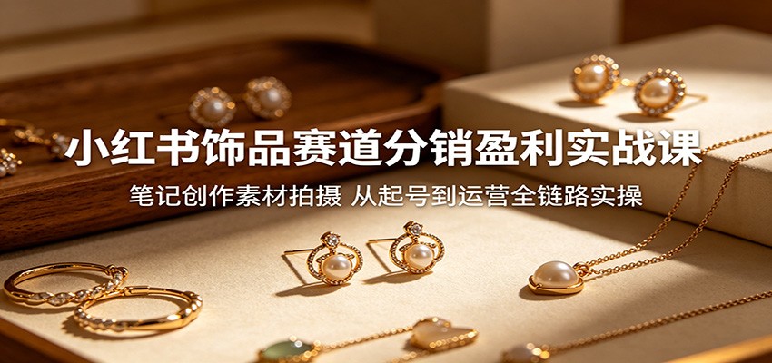小红书饰品赛道分销盈利实战课:笔记创作素材拍摄,从起号到运营全链路实操-铜臭网