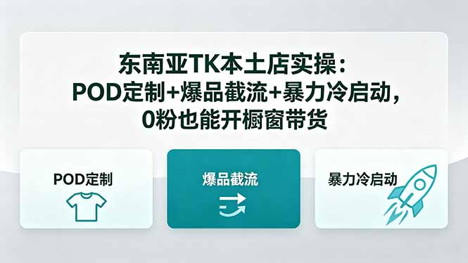 东南亚TK本土店实操-5月更新:POD定制+爆品截流+暴力冷启动,0粉也能开橱窗带货-铜臭网
