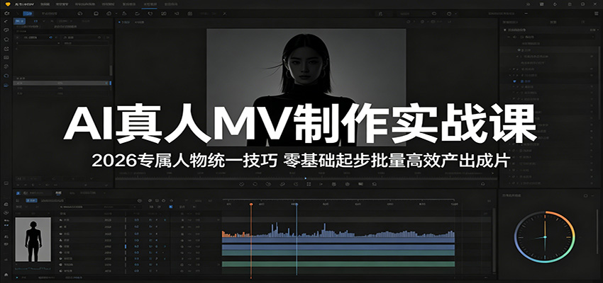 AI真人MV制作实战课：2026专属人物统一技巧，零基础起步批量高效产出成片-铜臭网