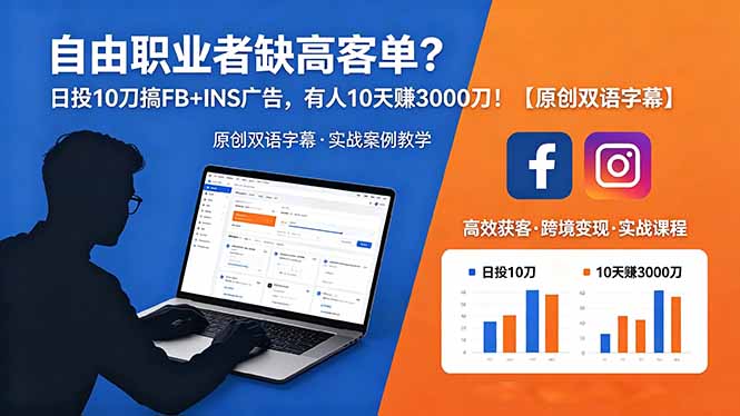 自由职业者缺高客单？日投 10 刀搞 FB+INS 广告，有人 10 天赚 3000 刀！【原创双语字幕】-铜臭网