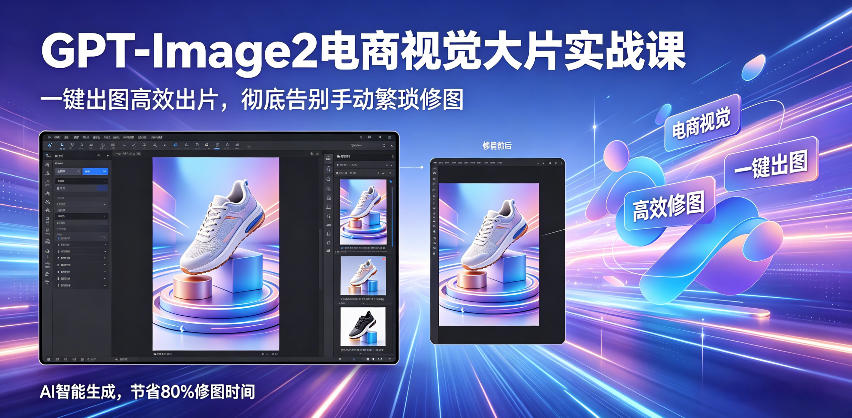 GPT-Image2电商视觉大片实战课,一键出图高效出片,彻底告别手动繁琐修图-铜臭网