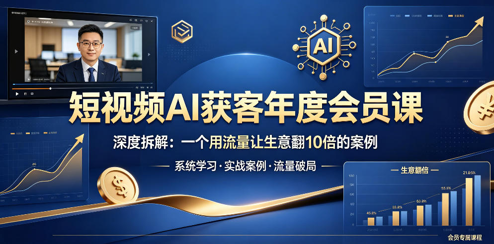 短视频AI获客年度会员课,深度拆解,一个用流量让生意翻10倍的案例-铜臭网