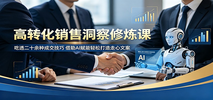 高转化销售洞察修炼课：吃透二十余种成交技巧，借助AI赋能轻松打造走心文案-铜臭网