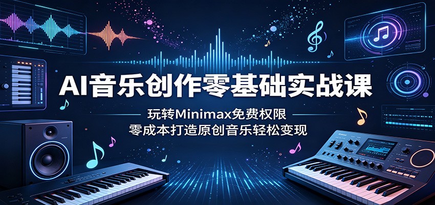 AI音乐创作零基础实战课:玩转Minimax免费权限,零成本打造原创音乐轻松变现-铜臭网