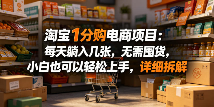 淘宝1分购电商项目:每天躺入几张,无需囤货,小白也可以轻松上手,详细拆解-铜臭网