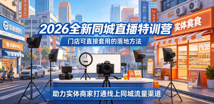 2026全新同城直播特训营,门店可直接套用的落地方法,助力实体商家打通线上同城流量渠道-铜臭网