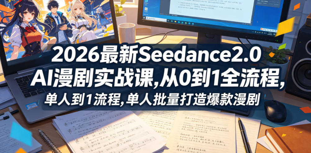 2026最新Seedance2.0 AI漫剧实战课,,从0到1全流程,单人批量打造爆款漫剧-铜臭网