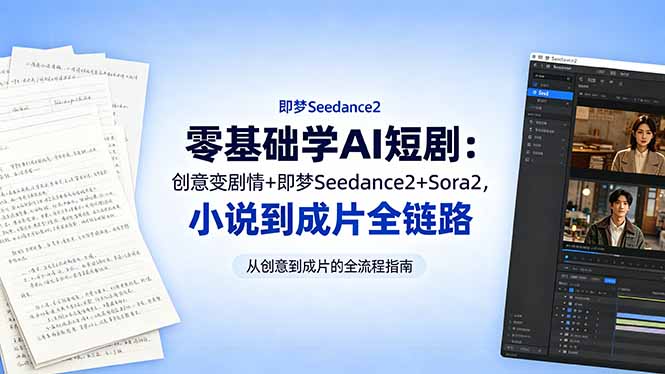 零基础学AI短剧:创意变剧情+即梦Seedance2+Sora2,小说到成片全链路-铜臭网