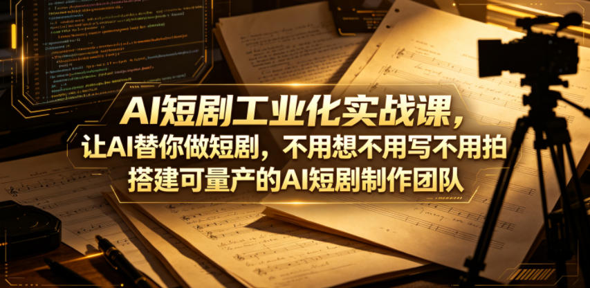 AI短剧工业化实战课,让AI替你做短剧,不用想不用写不用拍,搭建可量产的AI短剧制作团队-铜臭网