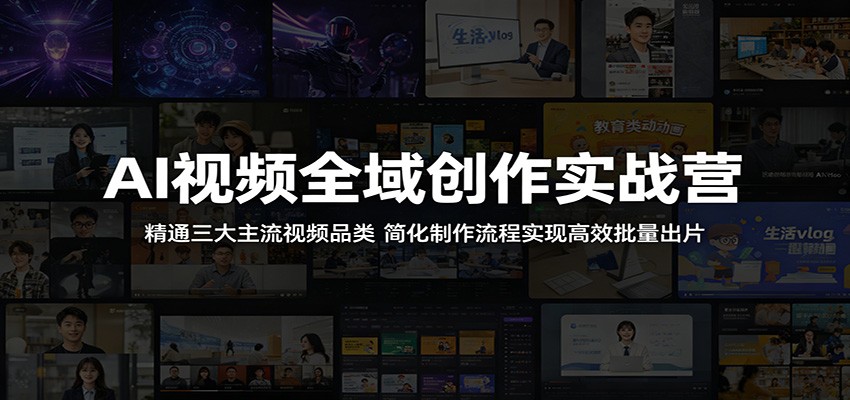 AI视频全域创作实战营:精通三大主流视频品类,简化制作流程实现高效批量出片-铜臭网
