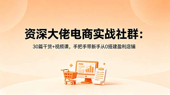 资深大佬电商实战社群:30篇干货+视频课,手把手带新手从0搭建盈利店铺-铜臭网