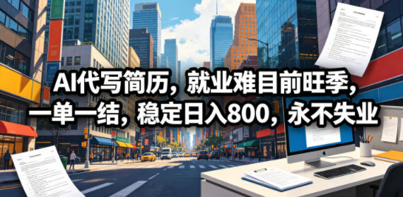 AI代写简历,就业难目前旺季,一单一结,稳定日入800,永不失业-铜臭网