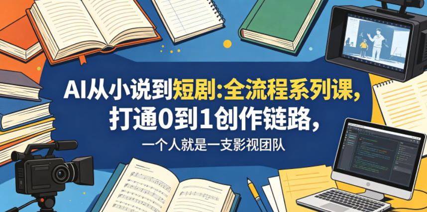 AI从小说到短剧全流程系列课,打通0到1创作链路,一个人就是一支影视团队-铜臭网