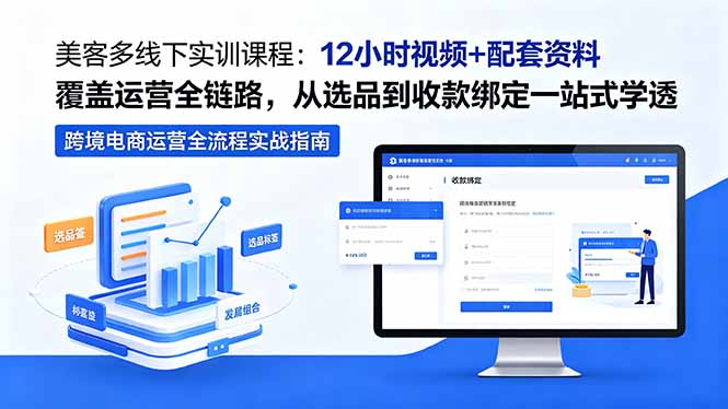 美客多线下实训课程:12小时视频+配套资料覆盖运营全链路,从选品到收款绑定一站式学透-铜臭网