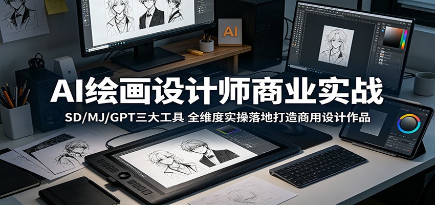 AI绘画设计师商业实战:SD/MJ/GPT三大工具,全维度实操落地打造商用设计作品-铜臭网