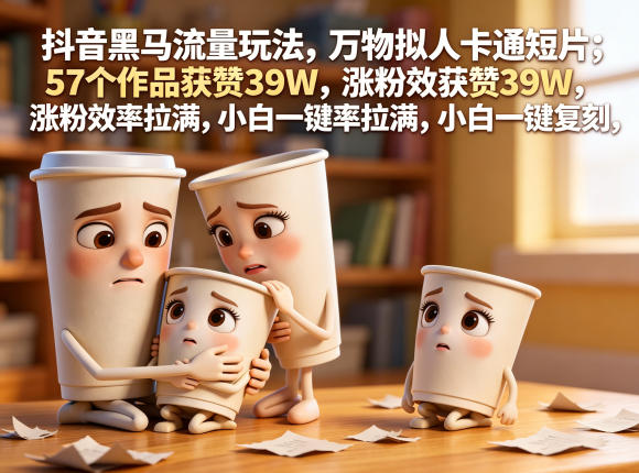 抖音黑马流量玩法,万物拟人卡通短片,57个作品获赞39W,涨粉效率拉满,小白一键复刻,保姆级拆解-铜臭网