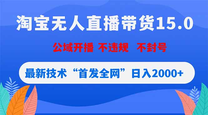 淘宝无人直播带货15.0，不封号，不违规，公域玩法，首发全网日入2000+-铜臭网