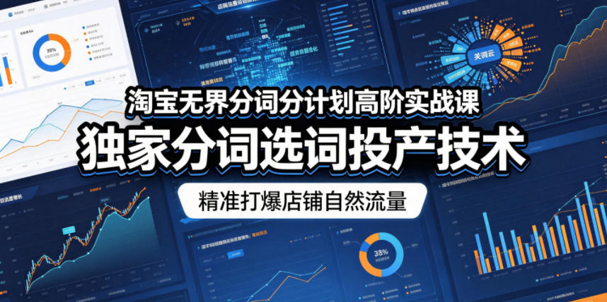 淘宝无界分词分计划高阶实战课，独家分词选词投产技术，精准打爆店铺自然流量-铜臭网