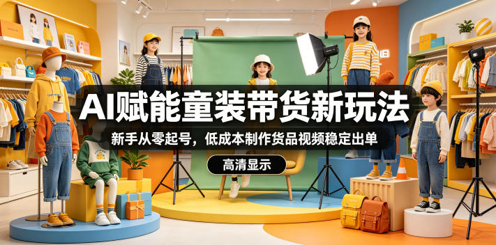 AI赋能童装带货新玩法，新手从零起号，低成本制作货品视频稳定出单-铜臭网