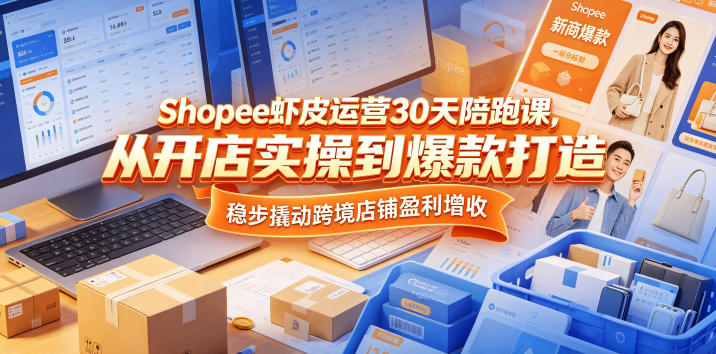 Shopee虾皮运营30天陪跑课，从开店实操到爆款打造，稳步撬动跨境店铺盈利增收-铜臭网