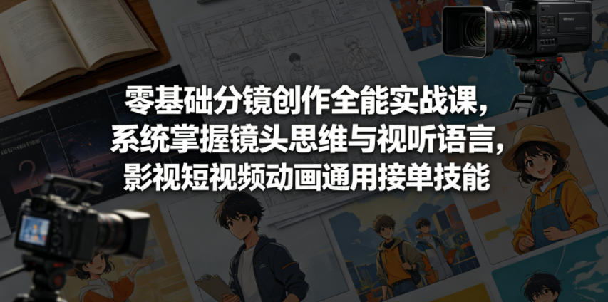 零基础分镜创作全能实战课,系统掌握镜头思维与视听语言,影视短视频动画通用接单技能-铜臭网