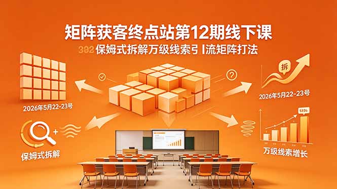 矩阵获客终点站第12期线下课 2026年5月22-23号 保姆式拆解万级线索引流矩阵打法-铜臭网