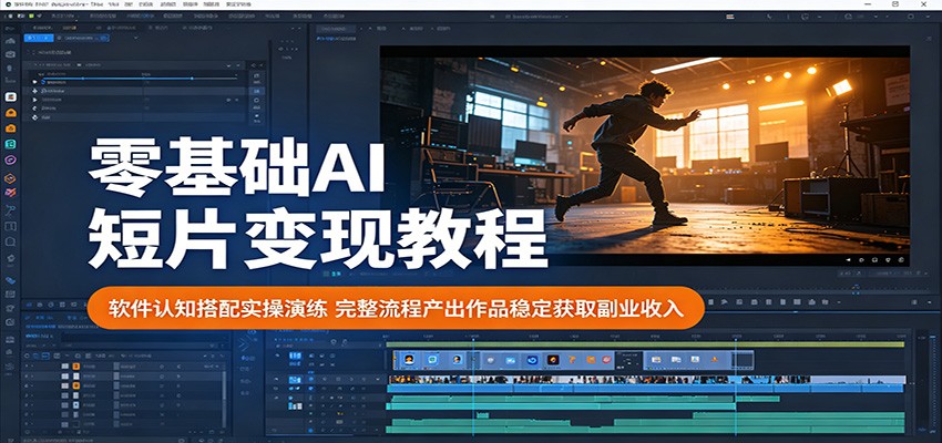 零基础AI短片变现教程：软件认知搭配实操演练，完整流程产出作品稳定获取副业收入-铜臭网