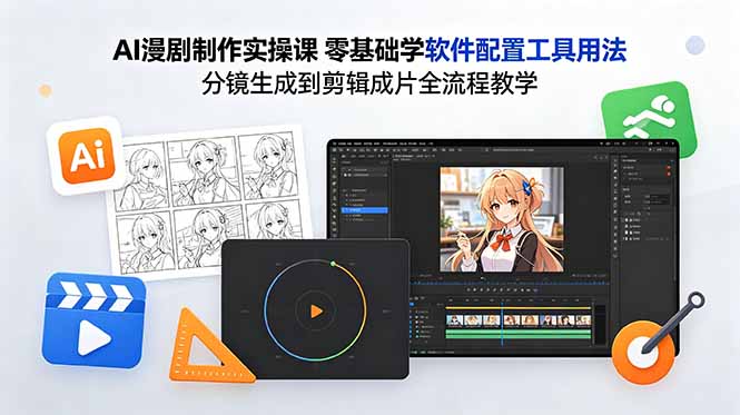 AI漫剧制作实操课 零基础学软件配置工具用法 分镜生成到剪辑成片全流程教学-铜臭网