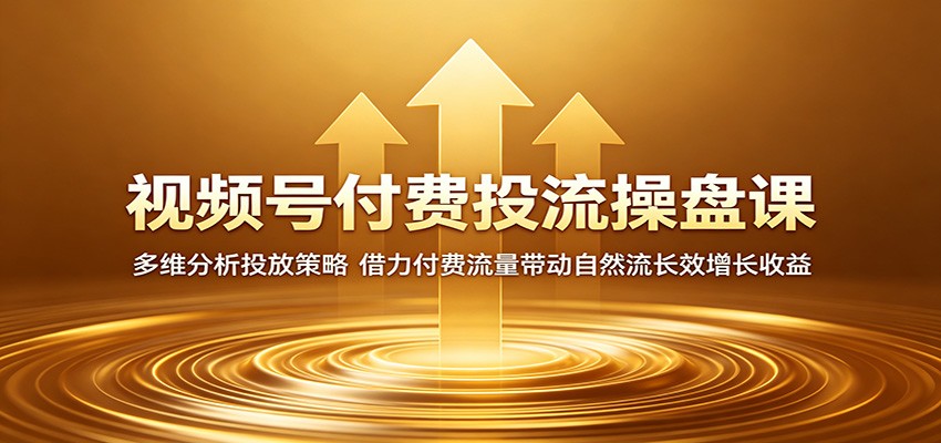 视频号付费投流操盘课:多维分析投放策略,借力付费流量带动自然流长效增长收益-铜臭网