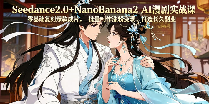 Seedance2.0+NanoBanana2 AI漫剧实战课，零基础复刻爆款成片涨粉变现，打造长久副业收益-铜臭网