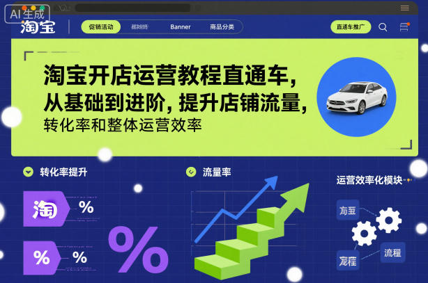 淘宝开店运营教程直通车，从基础到进阶，提升店铺流量，转化率和整体运营效率(更新26年05月27日)-铜臭网