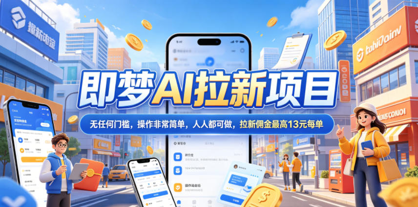 2026年即梦AI拉新项目最新玩法，无任何门槛，操作非常简单，人人都可做，拉新佣金最高13元每单-铜臭网