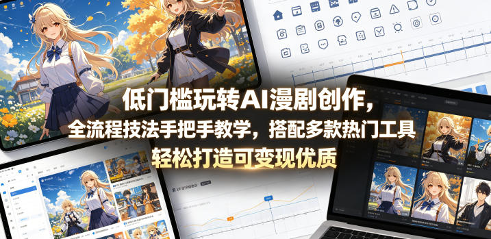 低门槛玩转AI漫剧创作，全流程技法手把手教学，搭配多款热门工具，轻松打造可变现优质作品-铜臭网