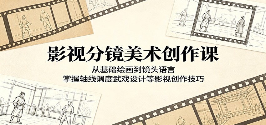 影视分镜美术创作课：从基础绘画到镜头语言，掌握轴线调度武戏设计等影视创作技巧-铜臭网