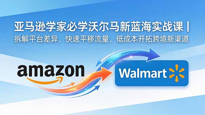 亚马逊卖家必学沃尔玛新蓝海实战课｜拆解平台差异，快速平移流量，低成本开拓跨境新渠道-铜臭网